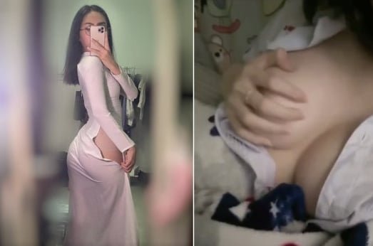 Em gái tuổi teen mặc áo dài khoe vẻ đẹp mông tròn